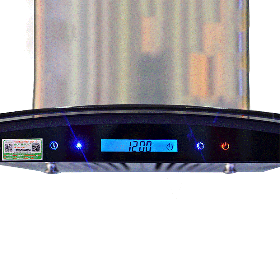 Màn hình LED của máy hút mùi Eurosun EH-70K15 hiển thị thông số rõ ràng