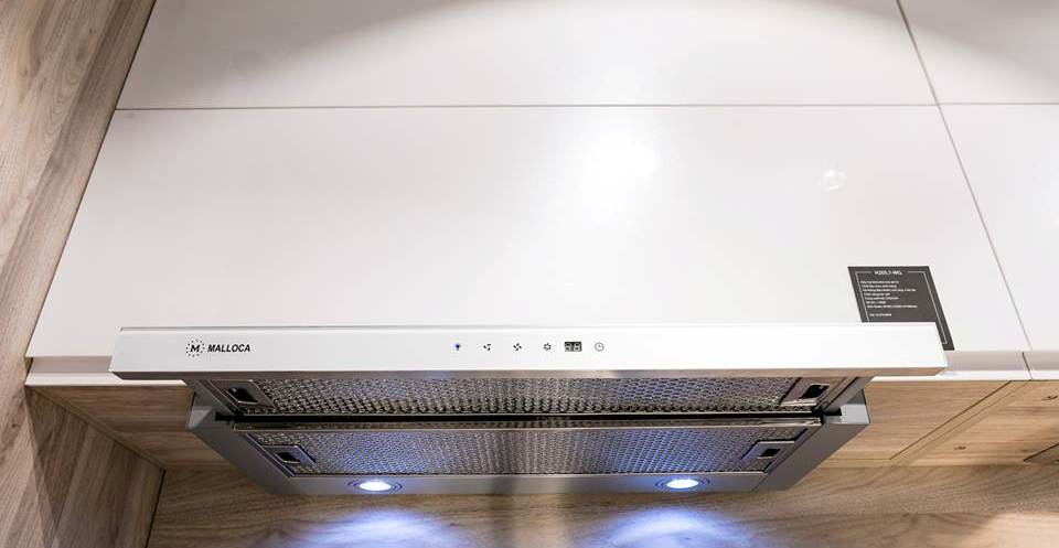 Máy hút mùi âm tủ H205.7-WG hỗ trợ chiếu sáng khu vực nấu hiệu quả bằng 2 đèn LED 1.5W