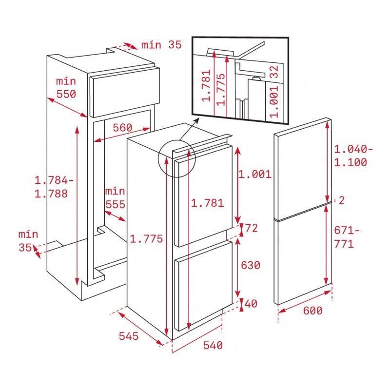 Thông số kỹ thuật của tủ lạnh Teka CI3 350 NF 40634571