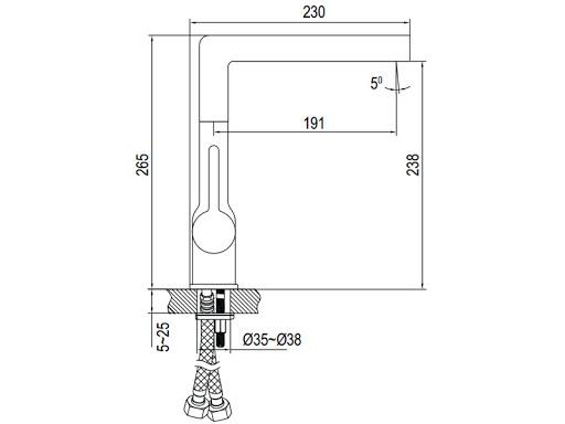 Thông số kích thước vòi rửa chén HF-C201V 566.32.201