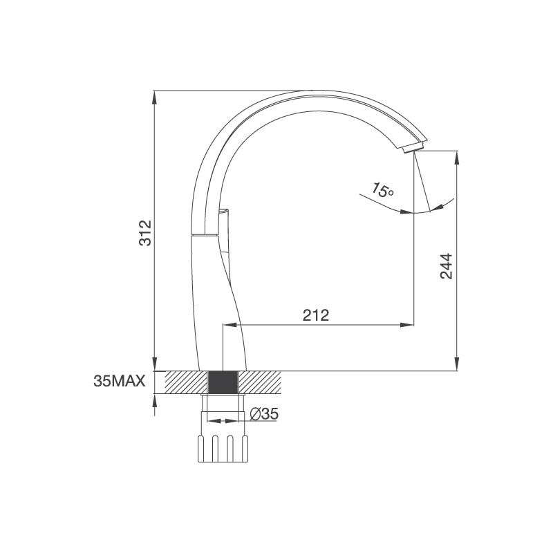 Thông số kích thước vòi Đồng Thau Mạ Chrome K202C