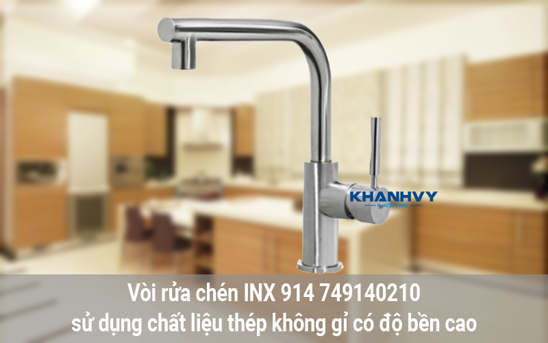 Vòi rửa chén INX 914 749140210 sử dụng chất liệu thép không gỉ có độ bền cao