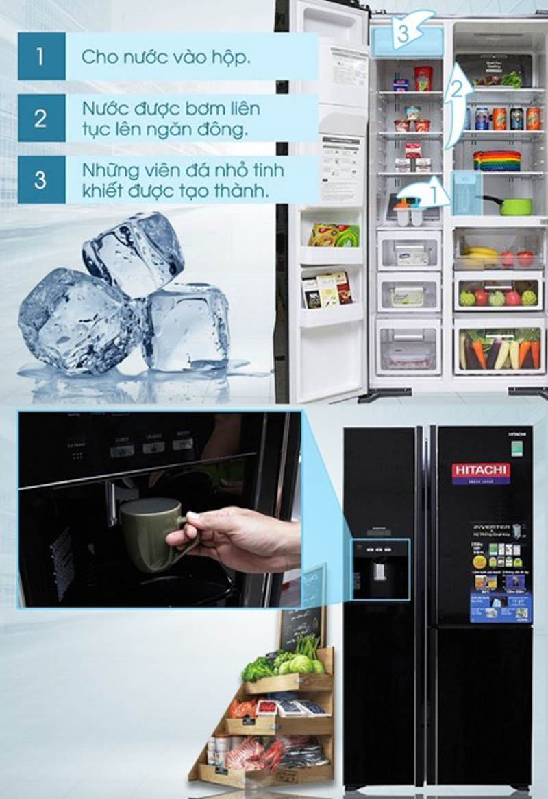 Tủ Lạnh HITACHI Inverter 584 Lít R-M700GPGV2 tiêu hao khoảng 1.4 kW điện trong mỗi ngày