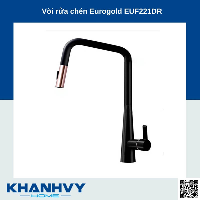 Vòi rửa bát Eurogold EUF221DR có dây rút tiện dụng
